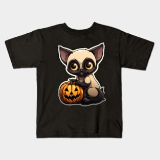 Cute Siamese Cat Lover Funny Halloween Siamese Cat Kids T-Shirt